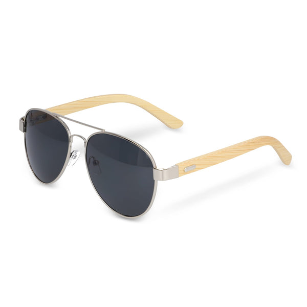 Occhiali da sole aviatore con stanghette in bambù natural - personalizzabile con logo
