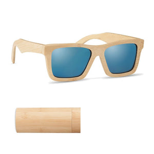 Occhiali da sole in bamboo con cusodia beige - personalizzabile con logo