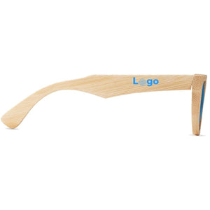 Occhiali da sole in bamboo con cusodia beige - personalizzabile con logo