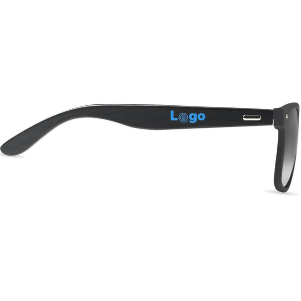 Occhiali da sole in bamboo lenti a specchio all over - personalizzabile con logo