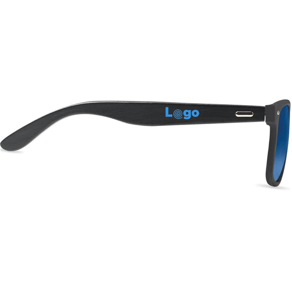 Occhiali da sole in bamboo lenti a specchio all over - personalizzabile con logo