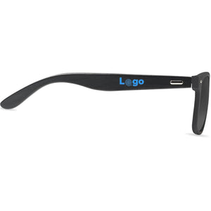 Occhiali da sole in bamboo lenti a specchio all over - personalizzabile con logo