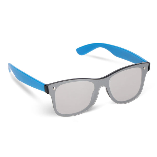 Occhiali da sole Justin R-PC con lenti a specchio UV400 azzurro - personalizzabile con logo