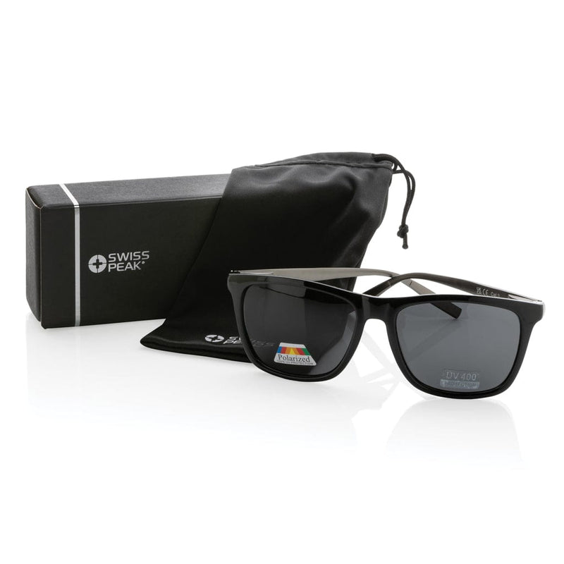 Occhiali da sole Swiss Peak RCS con lenti polarizzate nero - personalizzabile con logo