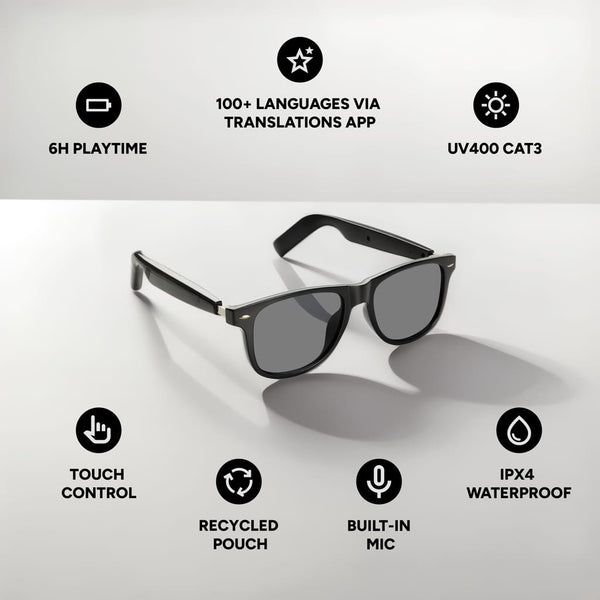 Occhiali Miro con tecnologia AI e funzione di traduzione nero - personalizzabile con logo
