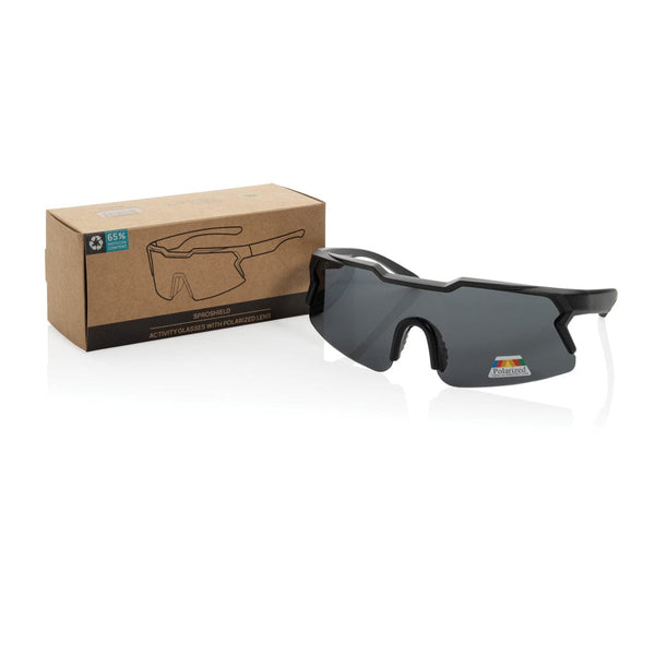 Occhiali sportivi polarizzati SproShield in rPlastica RCS nero - personalizzabile con logo