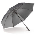 Ombrello a doppia calotta Deluxe da 25 nero & grigio - personalizzabile con logo