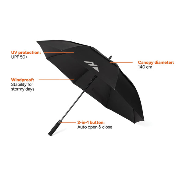 Ombrello antivento 27" Nordic Drift Trail 27" rPET UPF 50+ nero - personalizzabile con logo