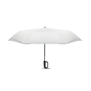 Ombrello antivento da 21" RPET e moschettone Bianco - personalizzabile con logo