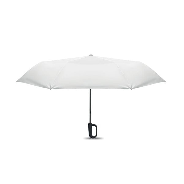 Ombrello antivento da 21" RPET e moschettone Bianco - personalizzabile con logo