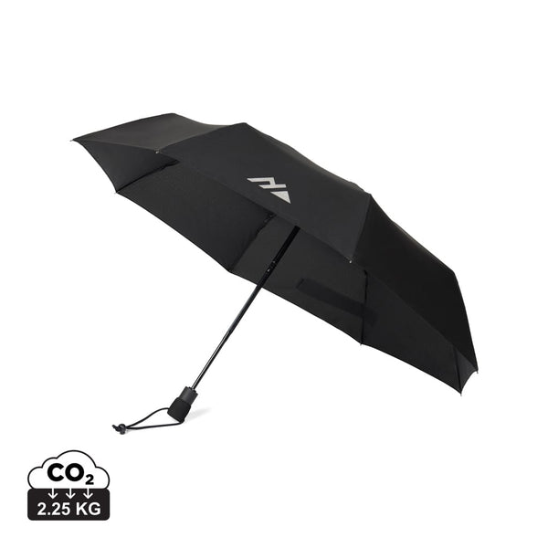 Ombrello automatico 23" Nordic Drift Trail rPET UPF 50+ nero - personalizzabile con logo