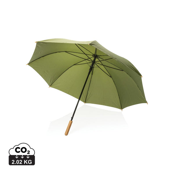 Ombrello automatico bambù 27" rPET 190T Impact AWARE™ verde - personalizzabile con logo