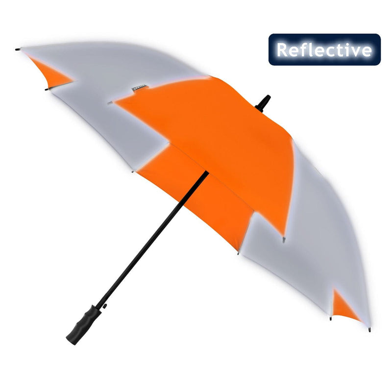 Ombrello da golf riflettente antivento Arancione - personalizzabile con logo