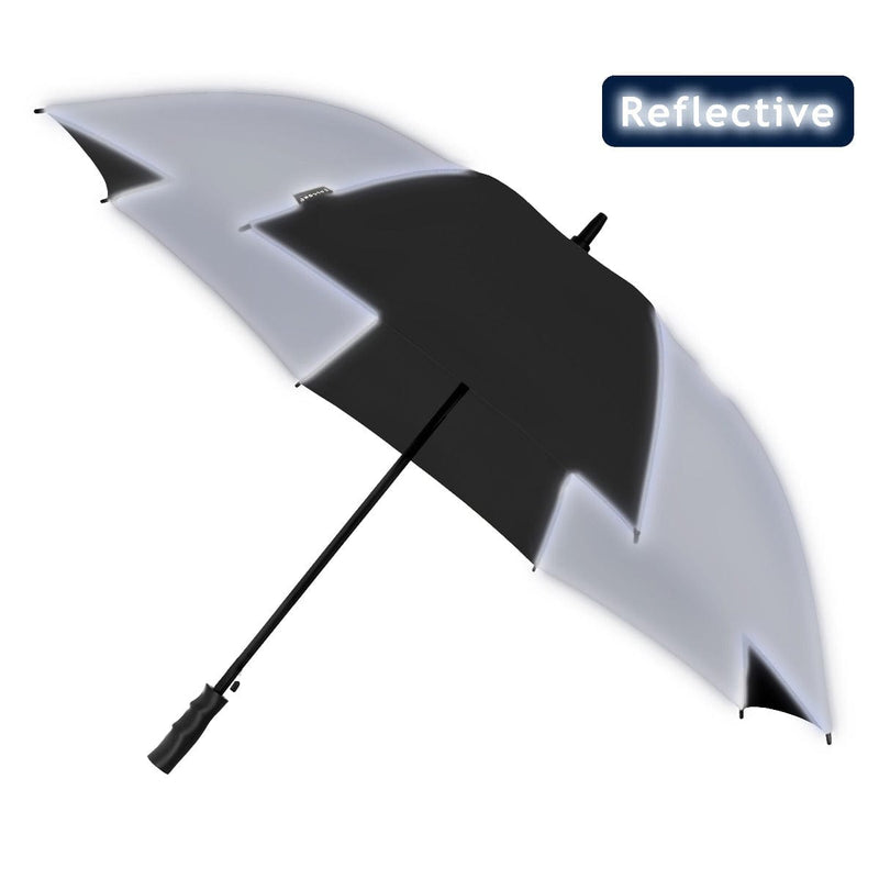Ombrello da golf riflettente antivento Nero - personalizzabile con logo
