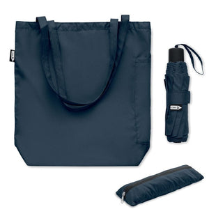 Ombrello e shopper 2 in 1 - RPET Blu - personalizzabile con logo