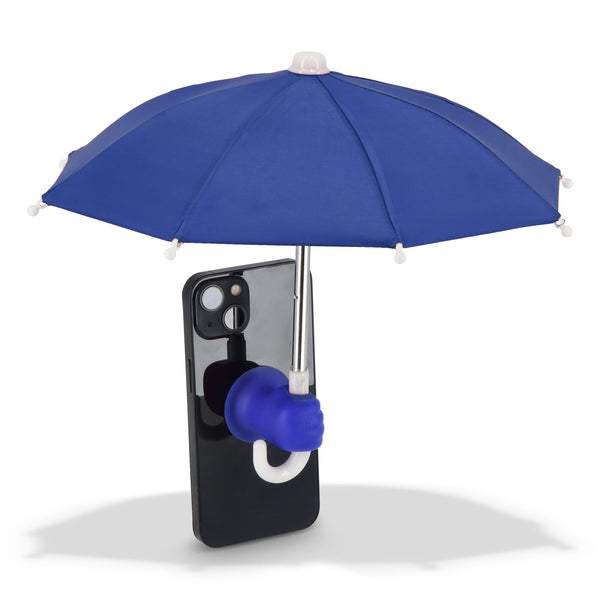 Ombrello per telefono con supporto a ventosa Blu - personalizzabile con logo