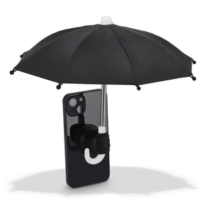 Ombrello per telefono con supporto a ventosa Nero - personalizzabile con logo