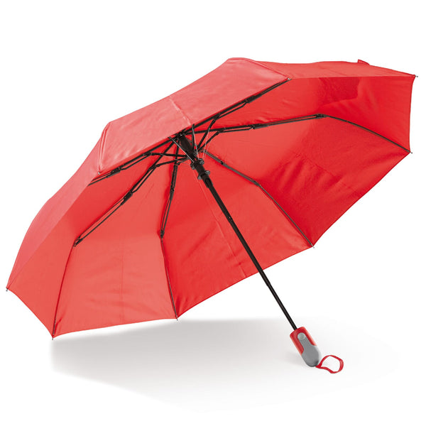 Ombrello pieghevole da 22” con apertura automatica Rosso - personalizzabile con logo