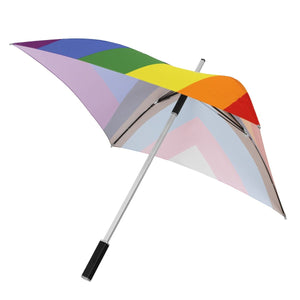 Ombrello quadrato arcobaleno arcobaleno - personalizzabile con logo