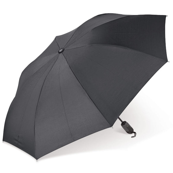 Ombrello retraibile da 23” Deluxe Nero - personalizzabile con logo