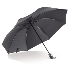 Ombrello retraibile da 23” Deluxe Nero - personalizzabile con logo