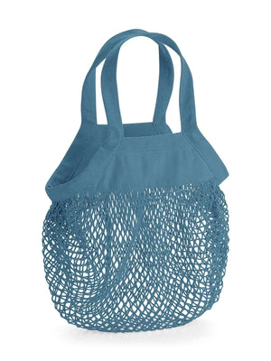 Organic Cotton Mini Mesh Grocery Bag azzurro - personalizzabile con logo