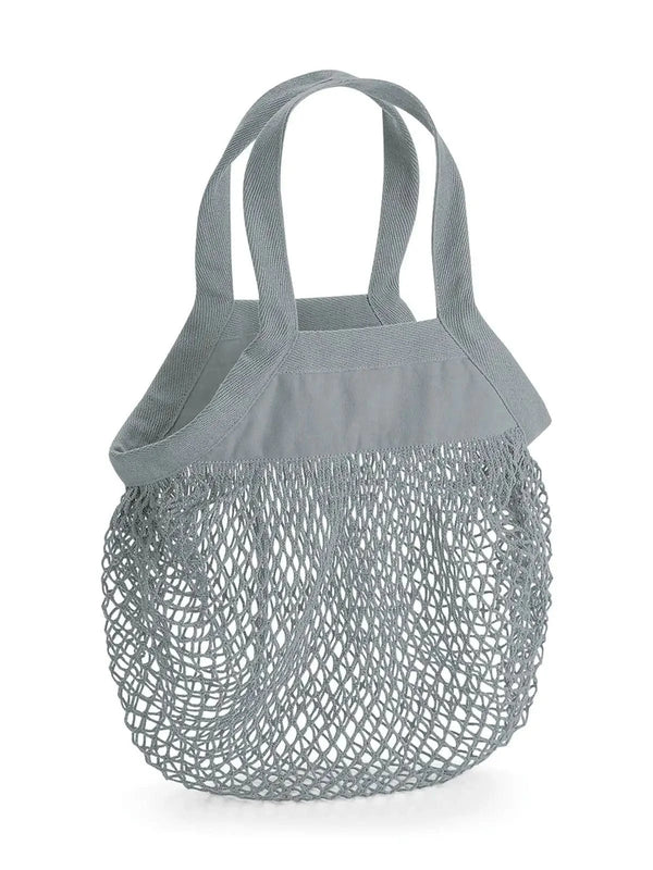 Organic Cotton Mini Mesh Grocery Bag grigio - personalizzabile con logo