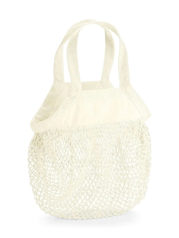 Organic Cotton Mini Mesh Grocery Bag natural - personalizzabile con logo