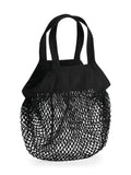 Organic Cotton Mini Mesh Grocery Bag nero - personalizzabile con logo