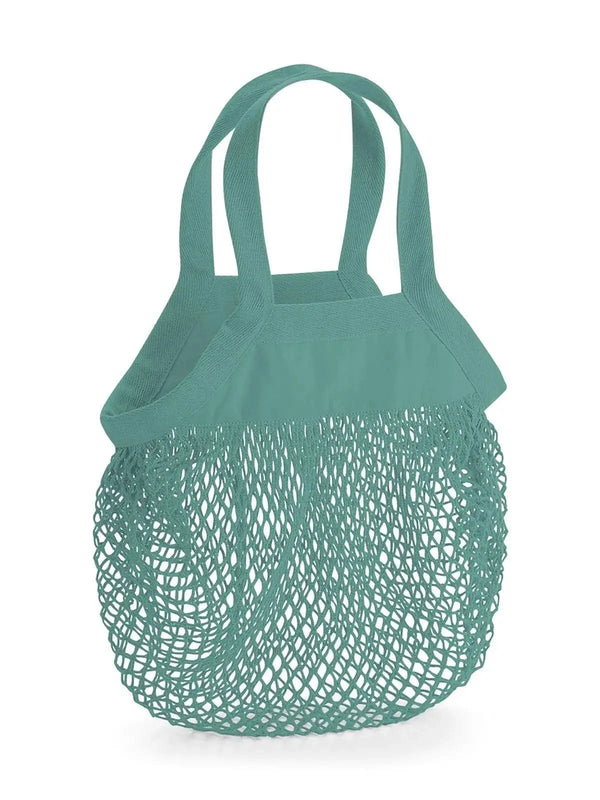 Organic Cotton Mini Mesh Grocery Bag verde calce - personalizzabile con logo