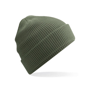 Organic Cotton Waffle Beanie verde - personalizzabile con logo