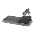 Organizer da scrivania con caricabatterie wireless calcare 5W Grigio - personalizzabile con logo