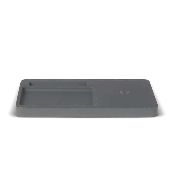 Organizer da scrivania con caricabatterie wireless calcare 5W Grigio - personalizzabile con logo