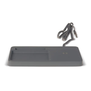 Organizer da scrivania con caricabatterie wireless calcare 5W Grigio - personalizzabile con logo