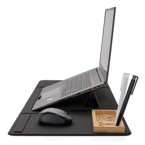 Organizer da scrivania pieghevole Impact AWARE RPET porta PC nero - personalizzabile con logo