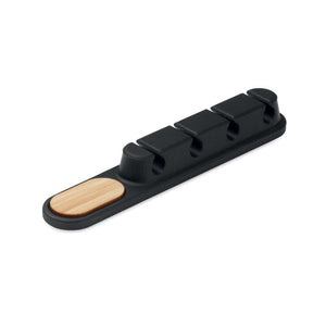 Organizzatore cavi in silicone Nero - personalizzabile con logo