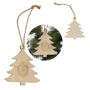 Ornamento natalizio in legno a forma di albero natural - personalizzabile con logo