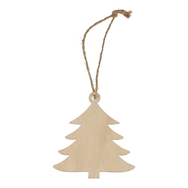 Ornamento natalizio in legno a forma di albero natural - personalizzabile con logo