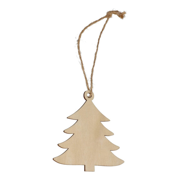 Ornamento natalizio in legno a forma di albero natural - personalizzabile con logo