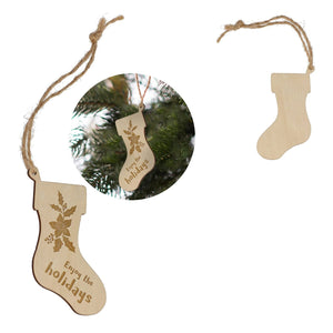 Ornamento natalizio in legno a forma di calza natural - personalizzabile con logo