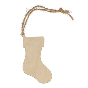 Ornamento natalizio in legno a forma di calza natural - personalizzabile con logo