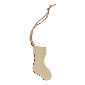 Ornamento natalizio in legno a forma di calza natural - personalizzabile con logo