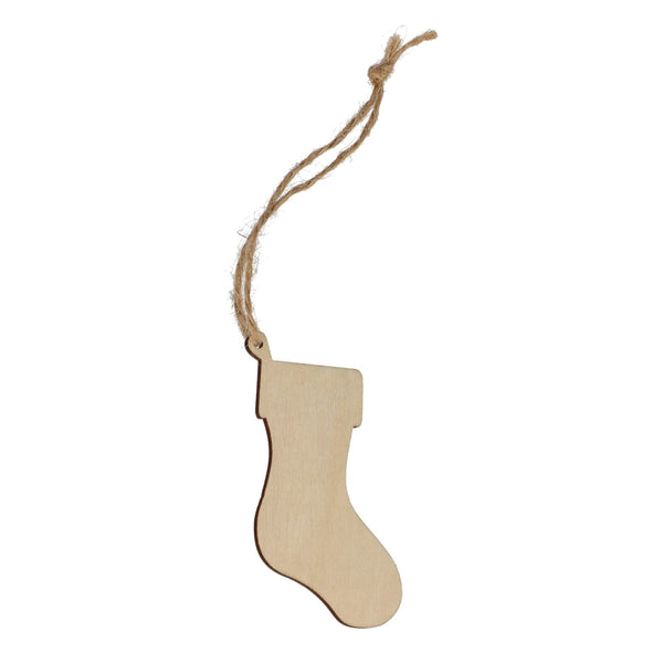 Ornamento natalizio in legno a forma di calza natural - personalizzabile con logo
