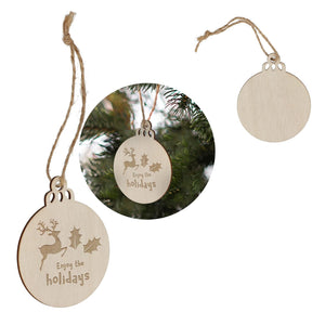 Ornamento natalizio in legno a forma di palla natural - personalizzabile con logo