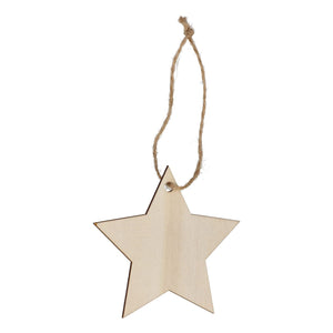 Ornamento natalizio in legno a forma di stella natural - personalizzabile con logo