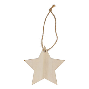 Ornamento natalizio in legno a forma di stella natural - personalizzabile con logo