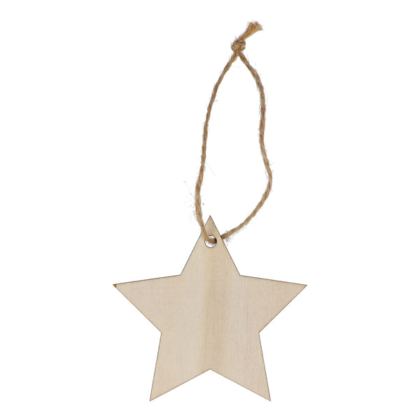 Ornamento natalizio in legno a forma di stella natural - personalizzabile con logo