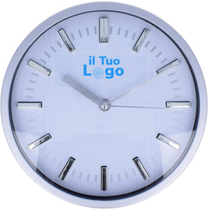 Orologio analogico da parete con sistema clic clac bianco - personalizzabile con logo
