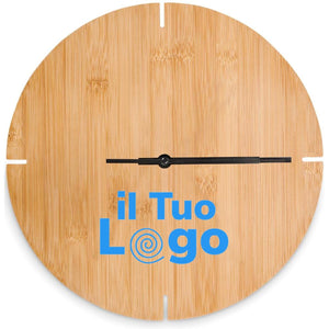 Orologio da parete in bamboo beige - personalizzabile con logo