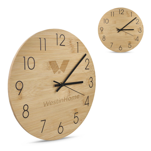 Orologio da parete in bambù natural - personalizzabile con logo
